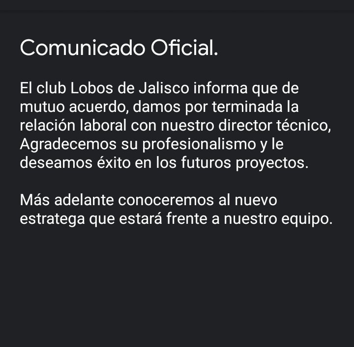 LobosJalisco's tweet photo. Comunicado Oficial: https://t.co/VenO0V9sCv