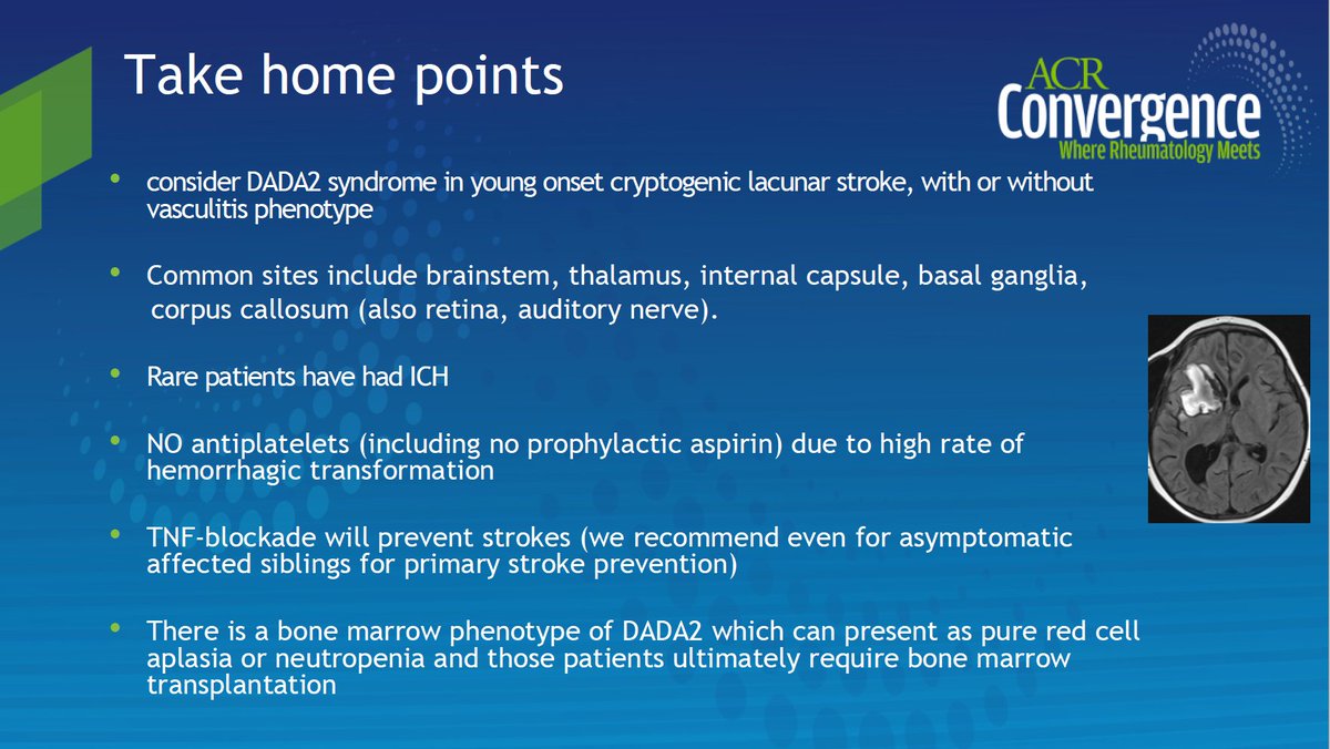 DrPedsRheum's tweet photo. Neurological manifestations of Autoinflammatory Disorders with Neurologist Dr Soldatos #PedsRheum
 
👉Histiocytic - #HLH
👉IL-1 mediated - #NOMID
👉TNF-mediated - #DADA2
👉Interferon-mediated - #AGS

#ACR20 #ACRambassador https://t.co/0y443XacC3