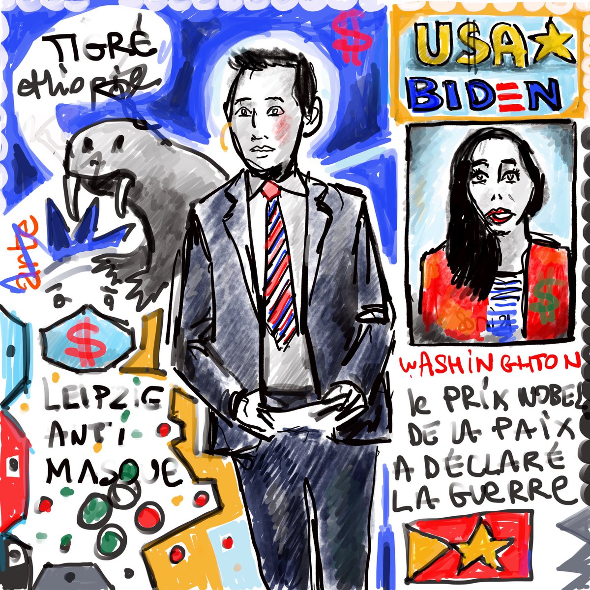 slowpainter's tweet photo. Journal du samedi @ARTEjournal mais comment s’appelle le présentateur ? En duplex avec Washington #Election2020results #Leipzig  #Ethiopie #morses https://t.co/k1PJMzlBb0