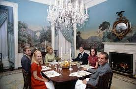 9/This Day, 1972: Richard Nixon was re-elected in a massive landslide, winning 60.7% of the popular vote and 520 electoral votes. Here: dinner at the White House that night