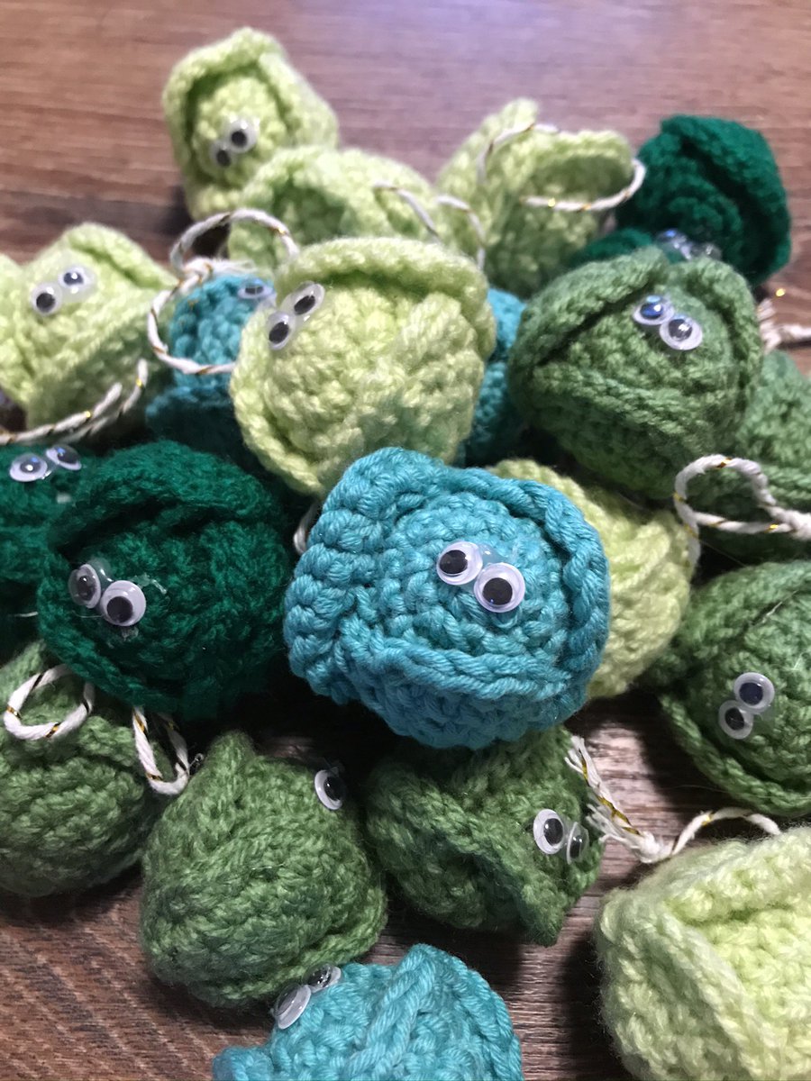 HookedByBex's tweet photo. Love them or hate them, but definitely hang them on your tree! Grab a set of 4 for only £5! Contact me today #sprouts #christmasdecorations #crochet #handmade https://t.co/jhDfVAMILc