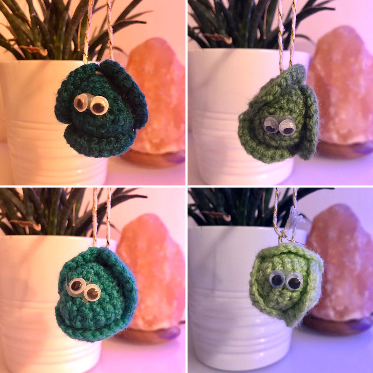 HookedByBex's tweet photo. Love them or hate them, but definitely hang them on your tree! Grab a set of 4 for only £5! Contact me today #sprouts #christmasdecorations #crochet #handmade https://t.co/jhDfVAMILc