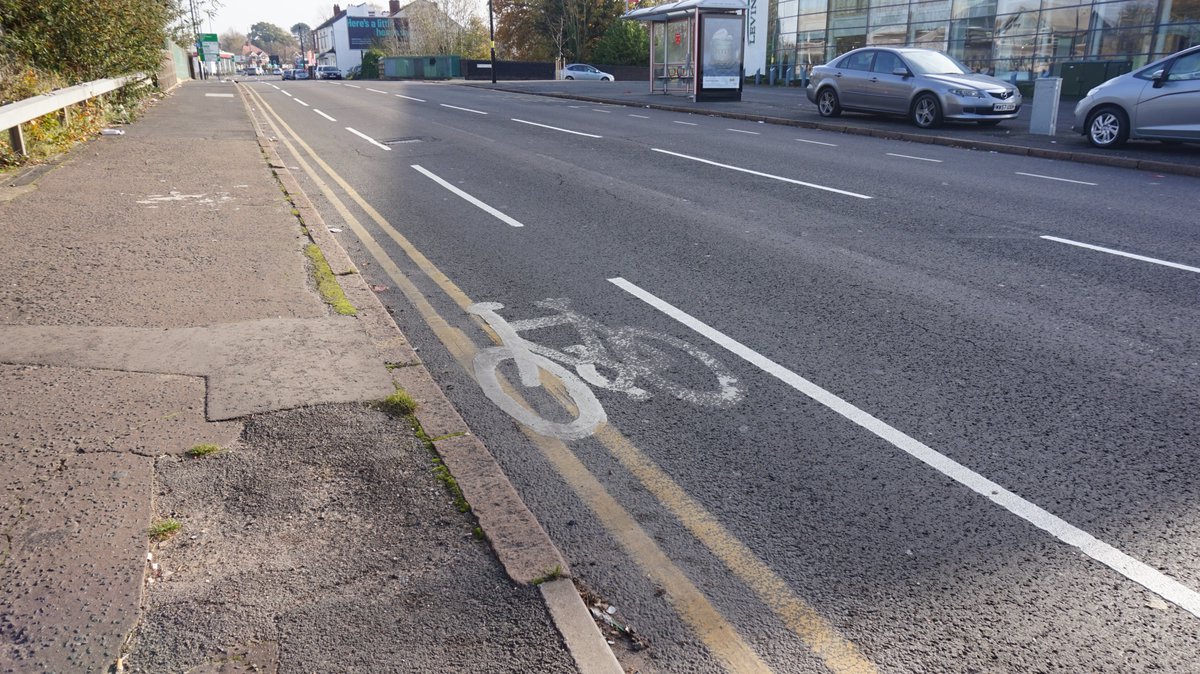 I think this was on Stratford Road. It's a bike lane, but not one that would keep anyone safe.