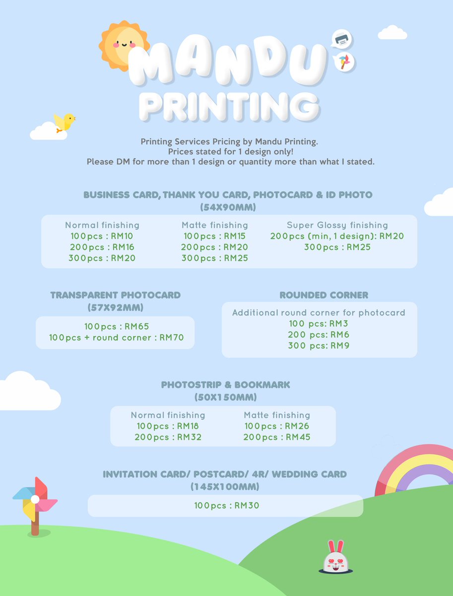 manduprinting's tweet photo. Hello Mandudans 🥰
Our printing pricing, services, sizing &amp; details that you need/ want to know. 
Do Dm us to place your order &amp; for more info on pricing.

Thankyou for supporting us, mandu team.

We’ll try our best to give you the best ❤️ https://t.co/wyT38jOszZ