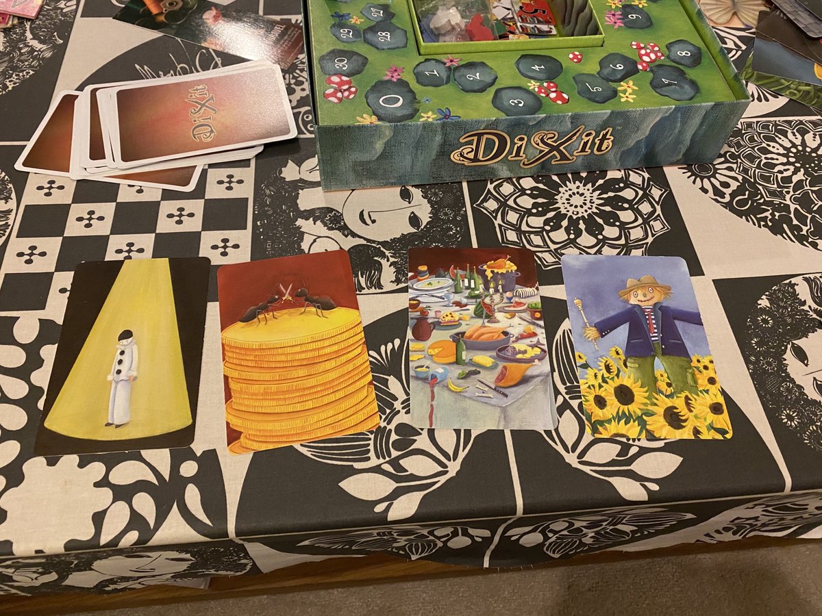 SusanneCN_DK's tweet photo. Playing Dixit - the word was DJ Trump 🤣 #saturdaygamenight https://t.co/xhgEOGTcet