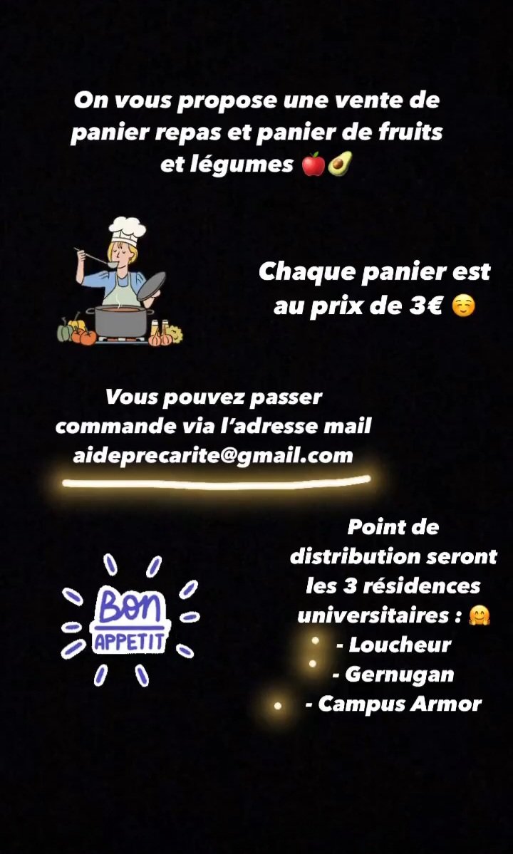 Malodarcel's tweet photo. ⚠️La précarité étudiante n'est pas confinée ⚠️
Les associations briochines se saisissent du problème et proposent des solutions pour apporter un soutien aux étudiants 🤜🤛

#precariteetudiante

Cc: @ArmorSTAPS @AEDMAZIER @Historia_Tempus https://t.co/0WGrTlxZRE