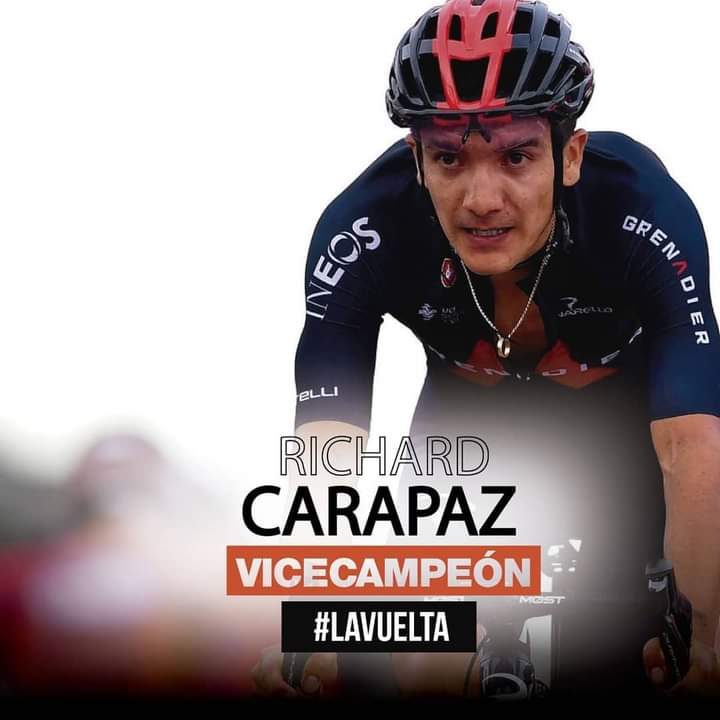 🚴‍♀️🚵‍♂️ .<a href="/RichardCarapazM/">Richard Carapaz M</a> queda segundo 🥈 en la vuelta a España‼

El ciclista ecuatoriano 🇪🇨 del Team INEOSGrenadiers, pudo remontarle tiempo al servio Primoz Roglic, sin embargo no le alcanzó para superarlo en la tabla general, dejándolo con el 2do. puesto. Locomotora 🚂‼