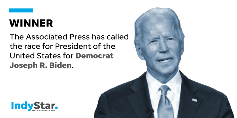 indystar's tweet photo. BREAKING: The @AP has called the race for President of the United States for Democrat Joe Biden. https://t.co/4VGllzil1F