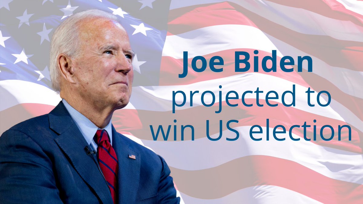 euronews's tweet photo. BREAKING: Joe Biden has been elected president of the United States after winning the state of Pennsylvania #USElections2020 https://t.co/UElrS4XkcW https://t.co/7OaNWpShZn