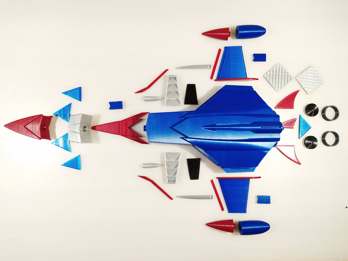 n3D_workshop's tweet photo. Ready to assemble the Phoenix ship from the 70's, 80's Japanese anime series #ComandoG #Gatchaman  #GForce #FuerzaG.
@Fillamentum PLA.
#alwaysbeknolling https://t.co/ArbPVsHPrY