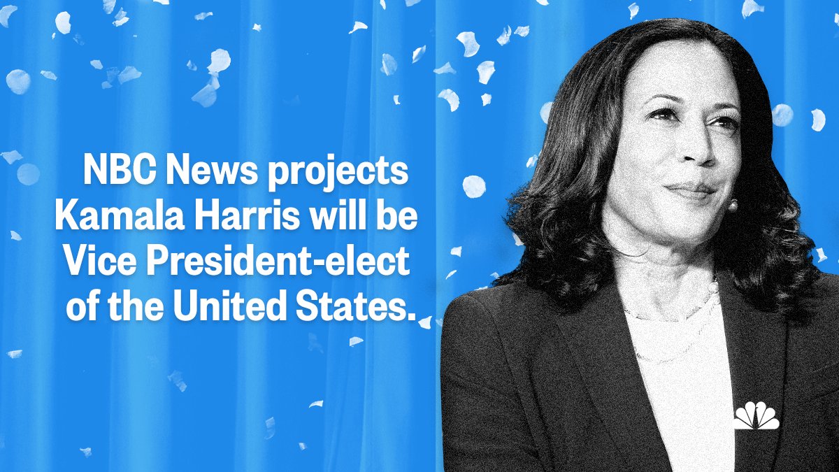 BREAKING: Kamala Harris will make history as the first female, first Black and first Asian American to be U.S. vice president-elect.