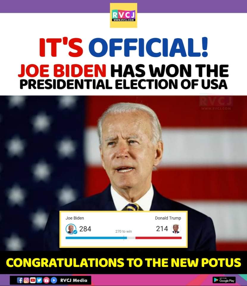 RVCJ_FB's tweet photo. Joe Biden wins #Election2020results #Election2020 https://t.co/rMTUPseU8m