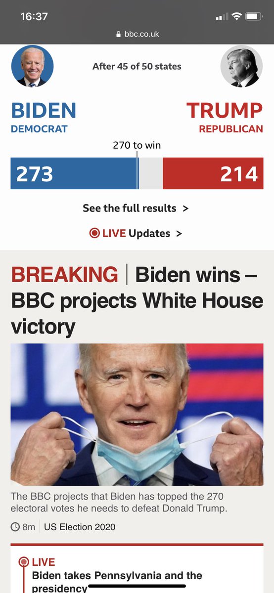 ColledgeFaith's tweet photo. YESSSS #USElectionResults2020 👏🏻👏🏻👏🏻🥳 https://t.co/HTgzRiAnpb