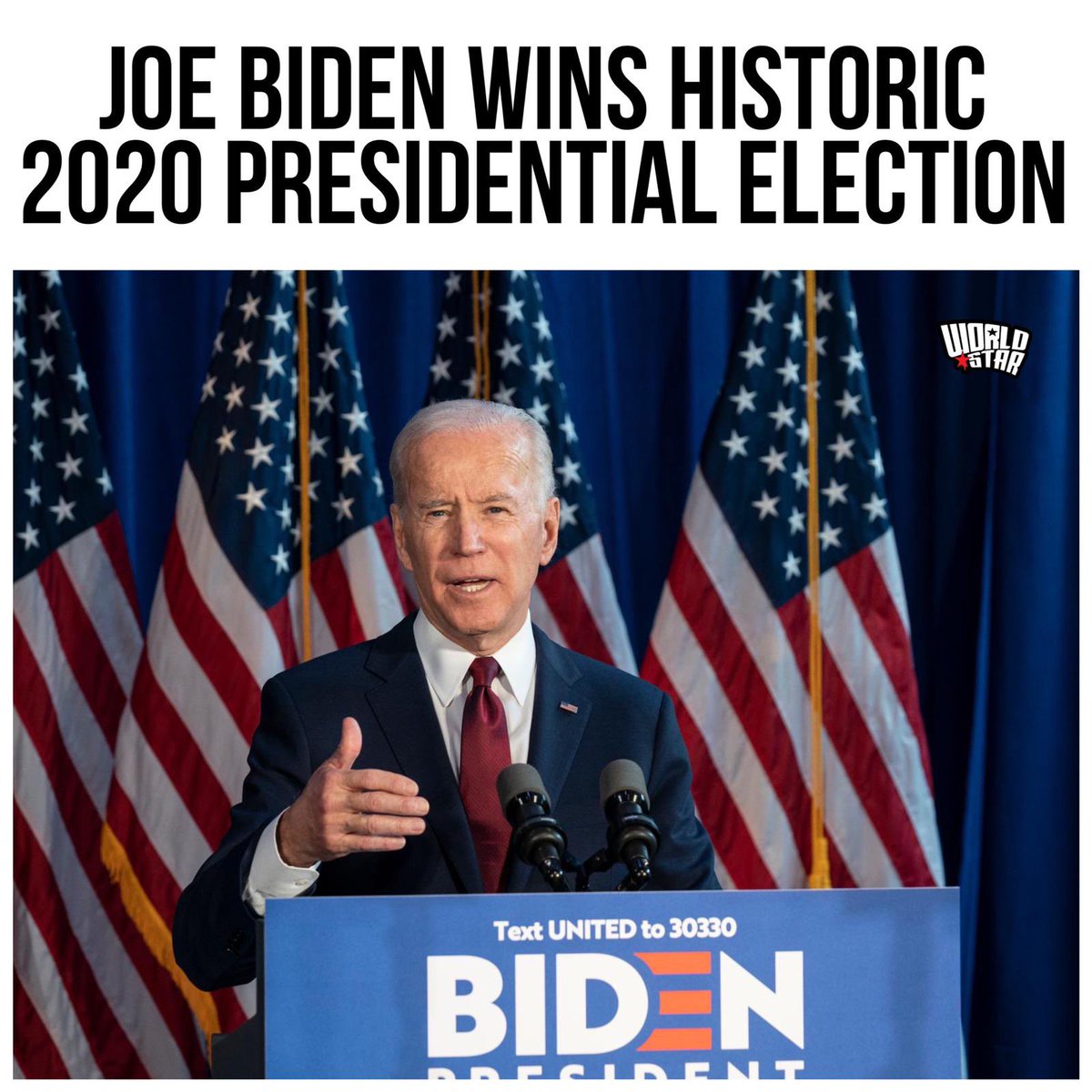 WORLDSTAR's tweet photo. News outlets have projected that #JoeBiden has secured 270 electoral votes with a victory in #Pennsylvania and will become the 46th President of the United States. 🇺🇸 https://t.co/sE4pNqb5wV