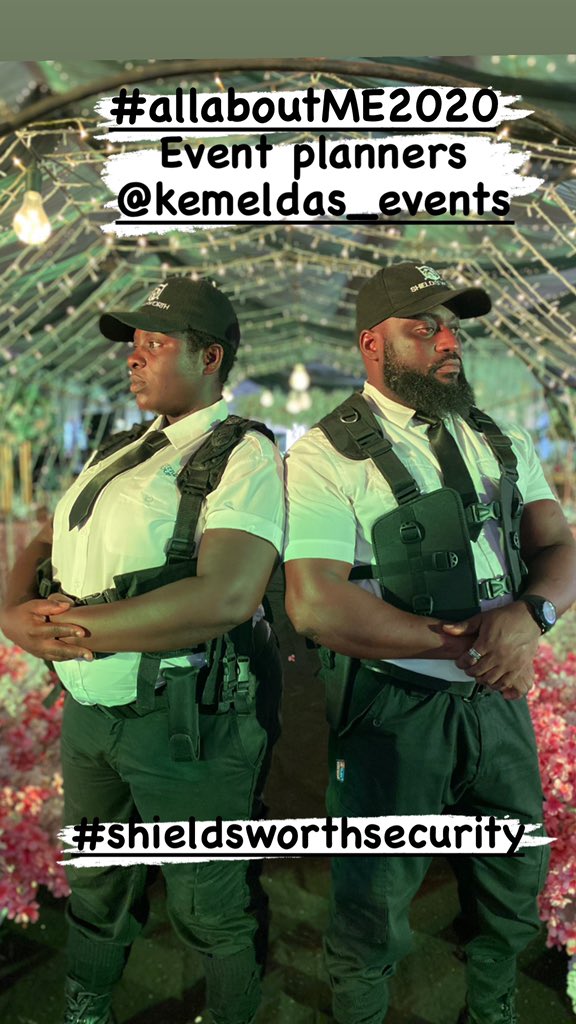 TheBigbearXO's tweet photo. Our security guards at Mofe & Eniola’s wedding reception ceremony today @Shieldsworth security services.
#allaboutME2020 #shieldsworthsecurity #shieldsworth https://t.co/oILycStQb7