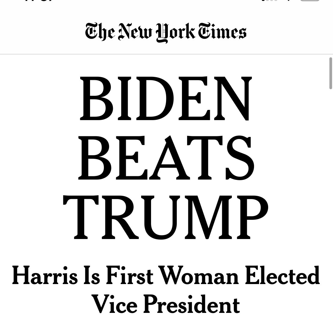 Tears of joy at this perfect headline! #PresidentBiden2020  #Election2020results