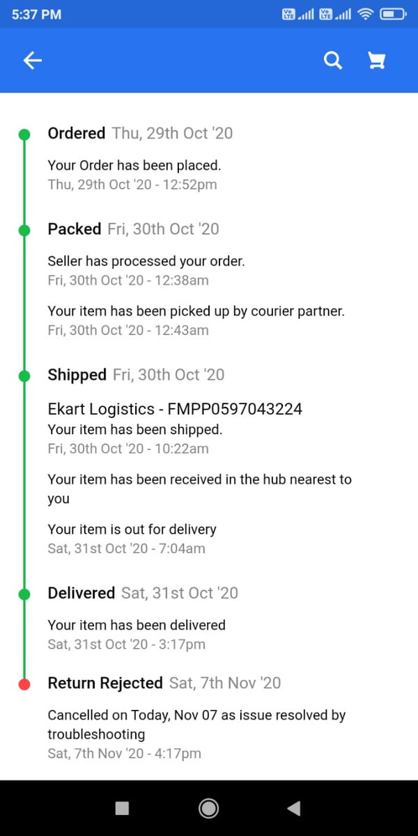 Aks_Sh's tweet photo. @Flipkart @flipkartsupport  Even before the technician visit the return has been rejected and the issue had been resolved! Check below https://t.co/6afNxiIB6S