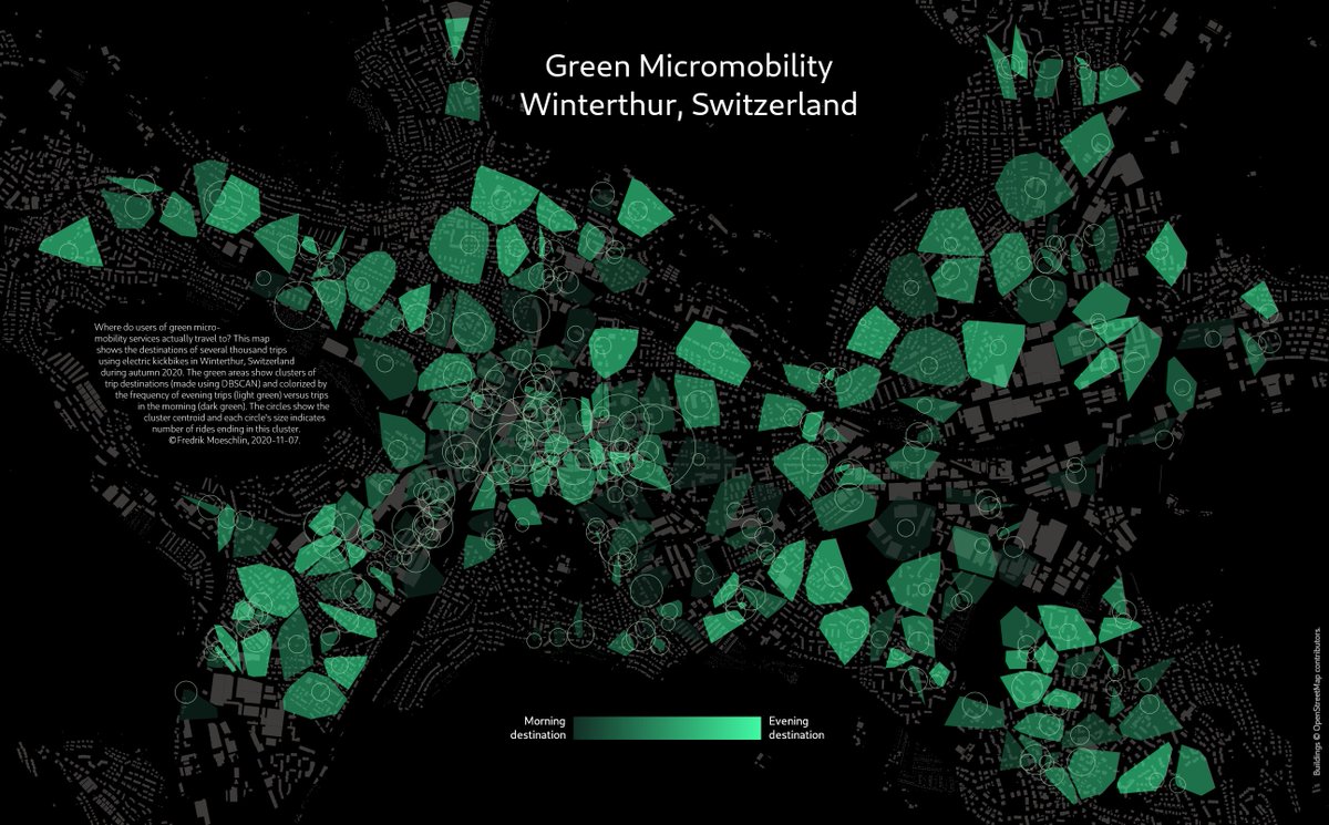 imfremoe's tweet photo. Day 7, Green, of #30DayMapChallenge - just heard about it and scrambled some data from green #micromobility data in #Winterthur, #Switzerland. https://t.co/VrDqXJA8wZ