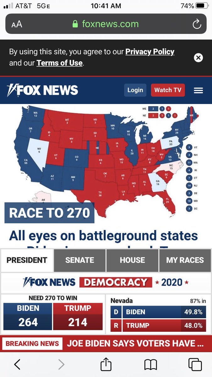TLAVagabond's tweet photo. So CNN is claiming Biden has won, calling Pennsylvania in his favor. Meanwhile, Fox News is still saying it has yet to be decided. I shouldn’t have to reiterate this, but the MSM (either illusion of a side) does not decide when this is over. WE DO. #MSMIsDead https://t.co/d0bmGEg6zh