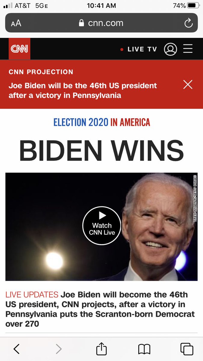 TLAVagabond's tweet photo. So CNN is claiming Biden has won, calling Pennsylvania in his favor. Meanwhile, Fox News is still saying it has yet to be decided. I shouldn’t have to reiterate this, but the MSM (either illusion of a side) does not decide when this is over. WE DO. #MSMIsDead https://t.co/d0bmGEg6zh