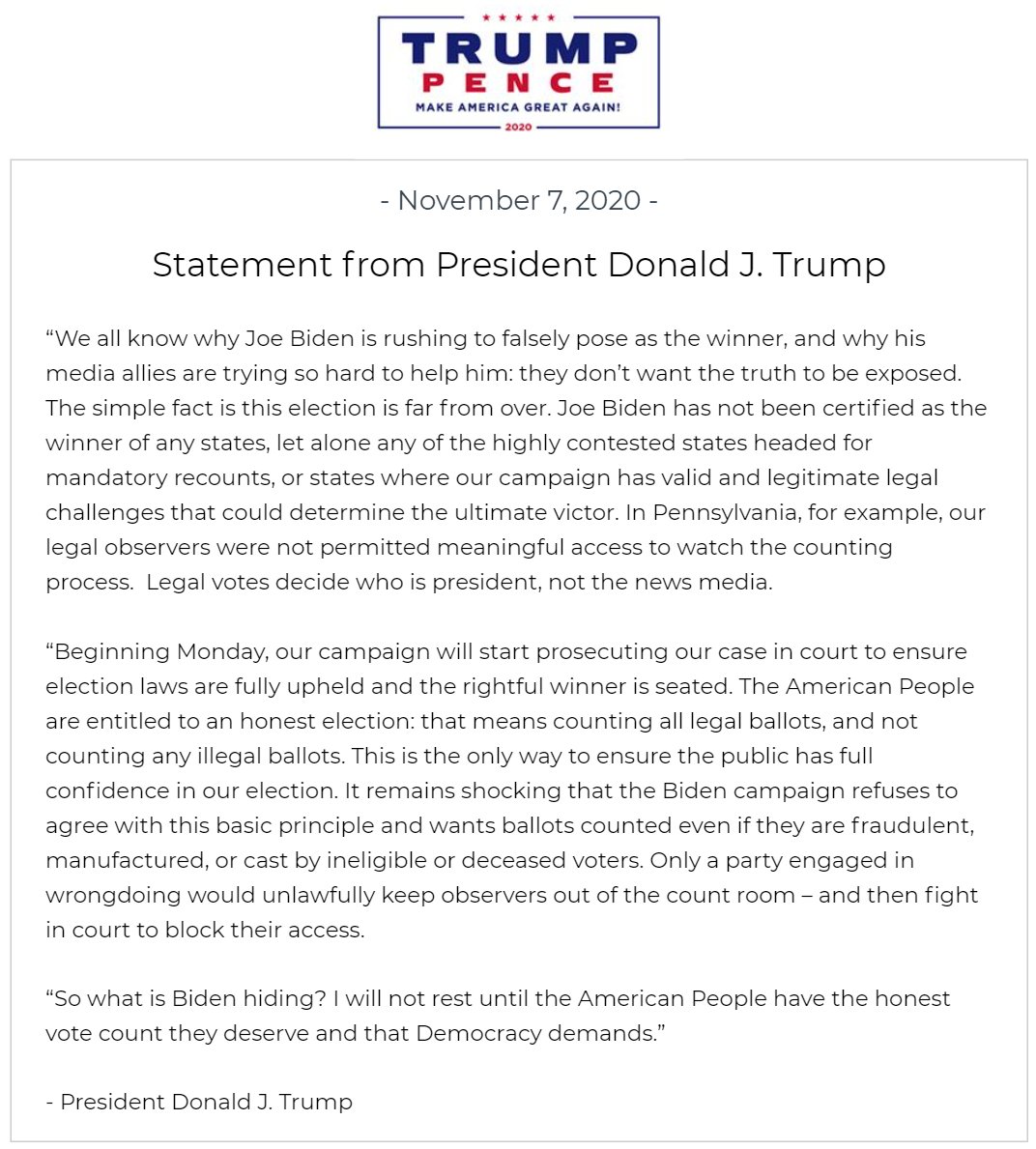TimMurtaugh's tweet photo. Statement from @realDonaldTrump: https://t.co/DLUu5ShBOr