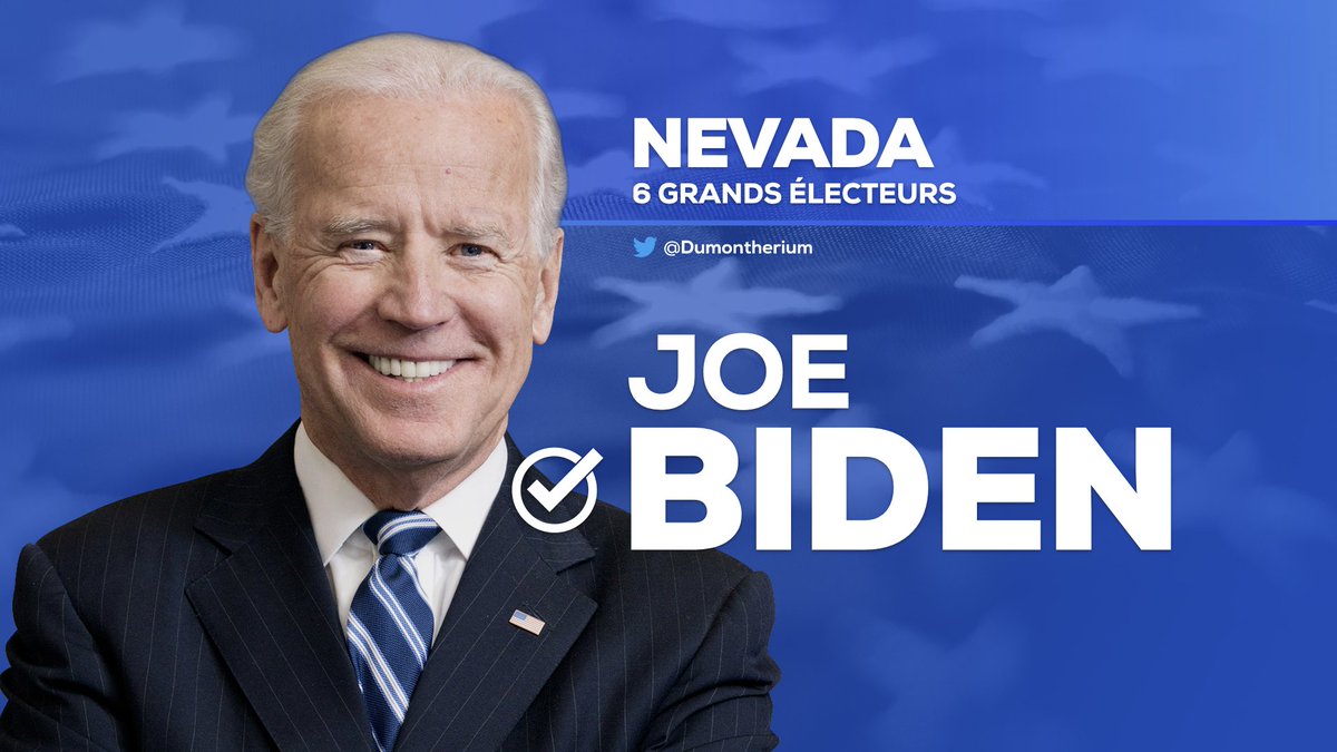 dumontherium's tweet photo. 🇺🇸🗳️ #Elections2020 Joe #Biden remporte également le Nevada (6 grands électeurs) selon la chaine conservatrice Fox News. 

#ElectionsAmericaines #Trumpb https://t.co/RCN6bMHFkF