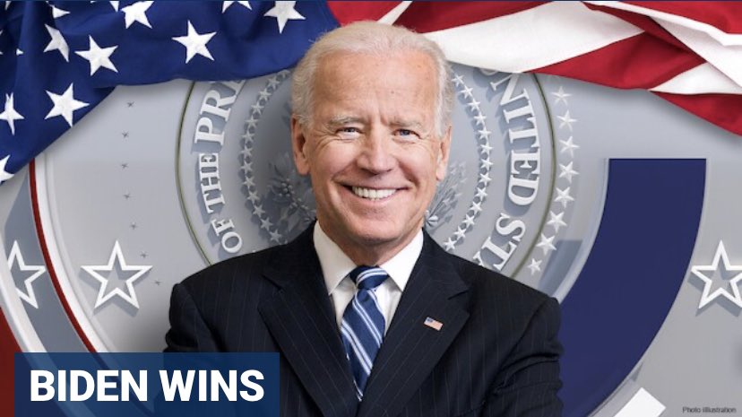 EmilieIkedaNBC's tweet photo. BREAKING: @JoeBiden is projected to win the race to the White House and become the 46th president of the United States, according to Fox News, AP, plus other outlets

@FOX5Atlanta https://t.co/DyClzXSf52