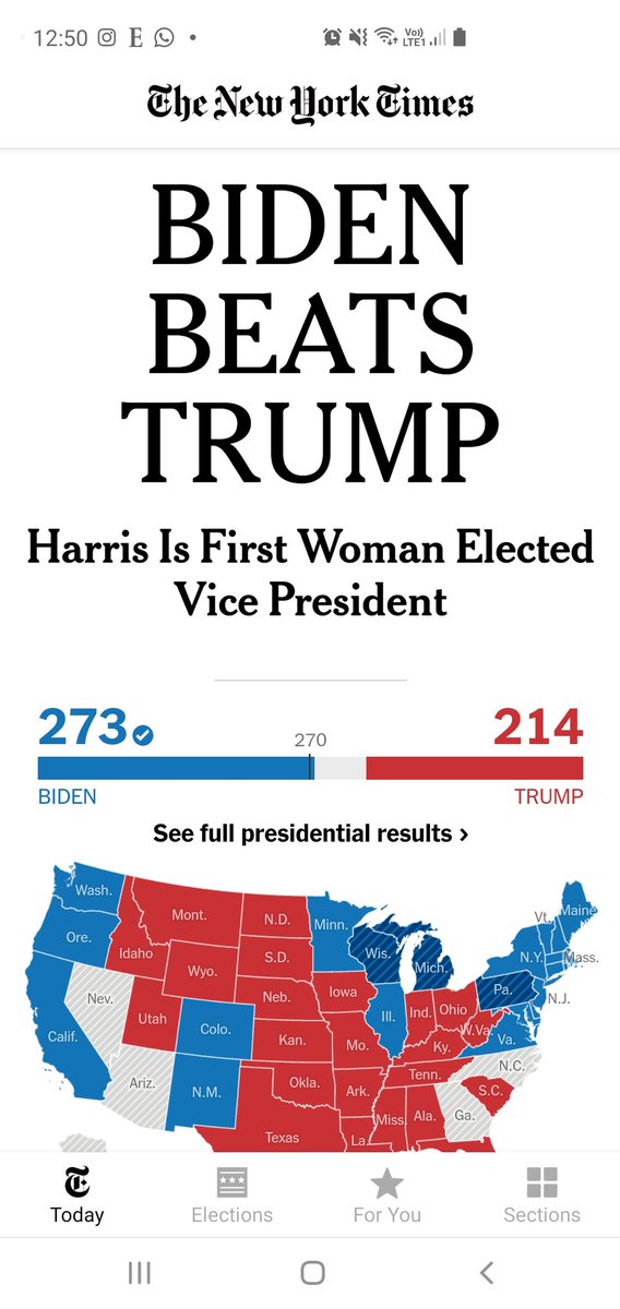Azfarism's tweet image. I've been refreshing the @nytimes app non-stop for the past few days and actually fell off a staircase last night. And then this! #Democracy @JoeBiden @KamalaHarris @realDonaldTrump