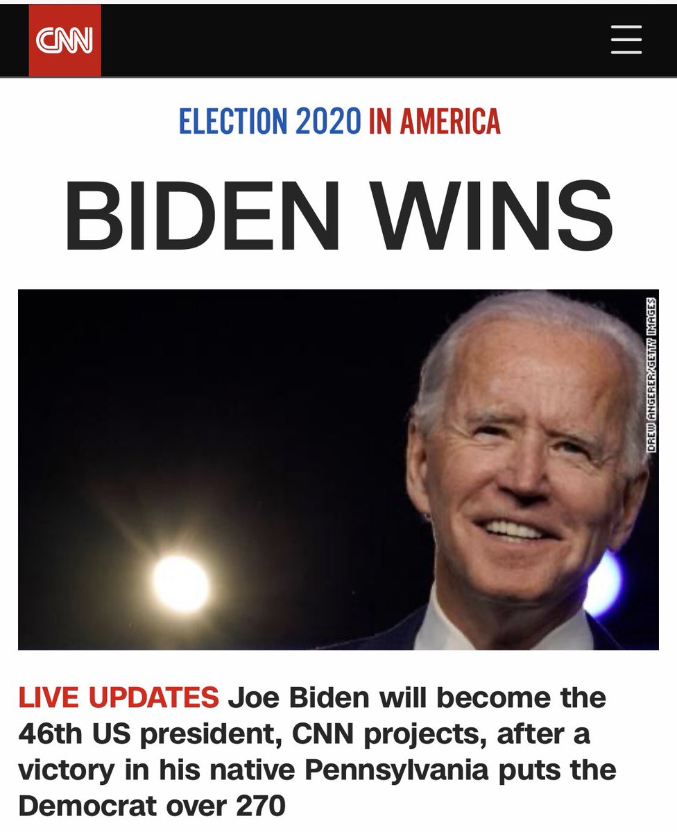 Congratulations President-elect <a href="/JoeBiden/">Joe Biden</a> ! #Elections