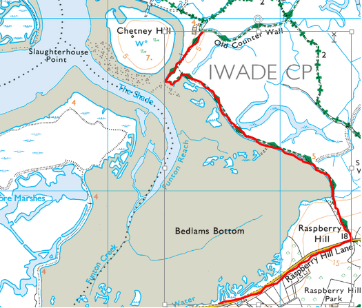 We started on Raspberry Hill Lane and walked east up Raspberry Hill, which stands a majestic 18 whole metres above sea level, then joined the Stour Valley Walk taking us north, back down to join the east cheek of Bedlam's Bottom.