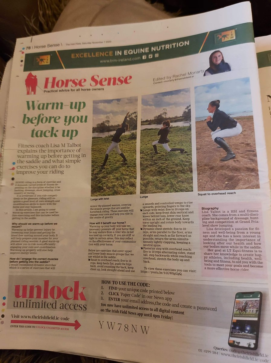 Thank you thank you for such a good article! So nice to see specific exercises for horse riders. Thank you and well done 💞👍🏻 #equestrian #exercise #irishfield #horsesense