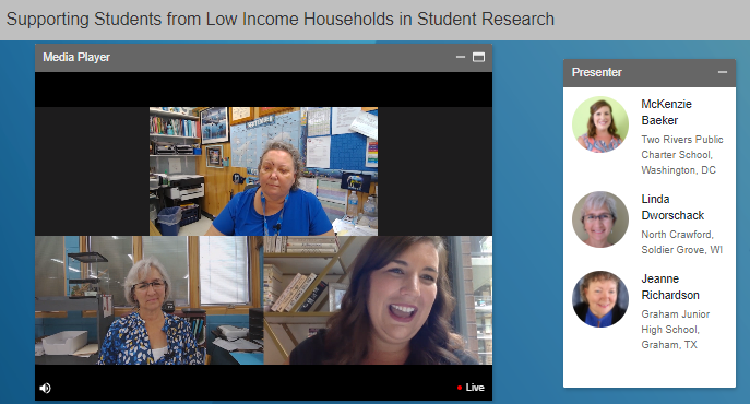 Society4Science's tweet photo. How can #STEM teachers support students from low income households? Teachers discussed this important topic during this year's Middle School Research Teachers Conference. #SSPteach https://t.co/zCsHD6uh4l https://t.co/WIeOel1Fss