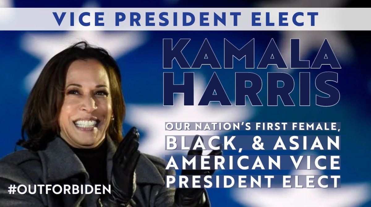 Our new Vice President-elect <a href="/KamalaHarris/">Kamala Harris</a> is making history with <a href="/JoeBiden/">Joe Biden</a>
 
#outforbiden #herstory #History #ourstory #democracy #Equality