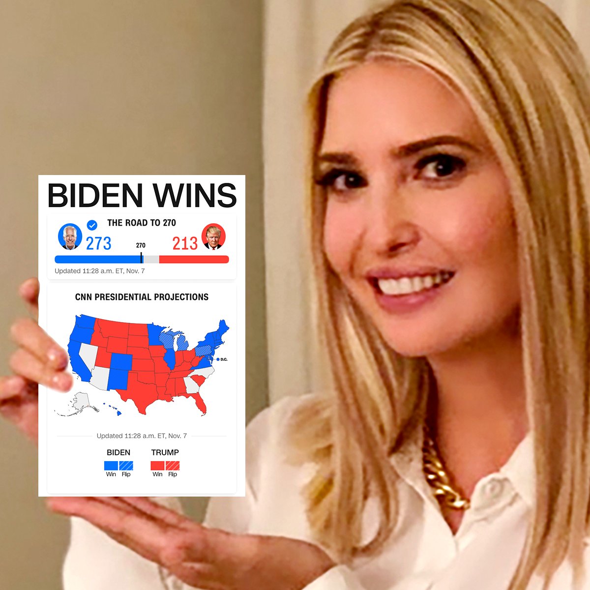 Looks like <a href="/IvankaTrump/">Ivanka Trump</a> has called it for Biden, too!

#OneTermTrump