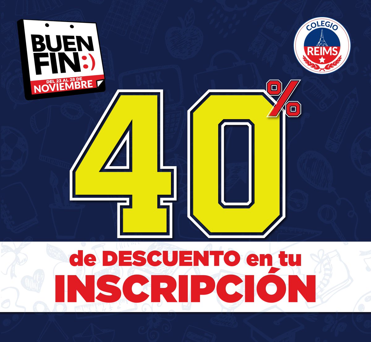 ReimsOficial's tweet photo. ¡El BUEN FIN se acerca!

#SaveTheDate

Del 23 al 28 de noviembre en COLEGIO REIMS.

Próximamente toda la información en > https://t.co/YuIIxDyxJO https://t.co/s1EM6BDYBC