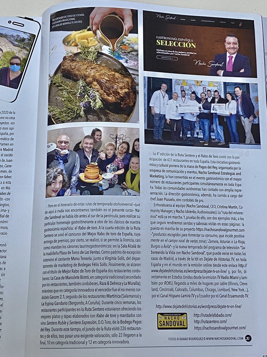 GRACIAS!! <a href="/RRestauradores/">RevistaRestauradores · Papel & Digital</a> un numero mas volvemos estar en esta prestigiosa publicación, que desde 1985, y con <a href="/MPeraqui/">Miguel Peraqui</a> desde 1994 como redactor jefe, y hoy además editor, sigue siendo fiel a sus principios. De Rutas y Viandas, Gstroselfies y Marketing Gastronómico. Gracias 😊🥂