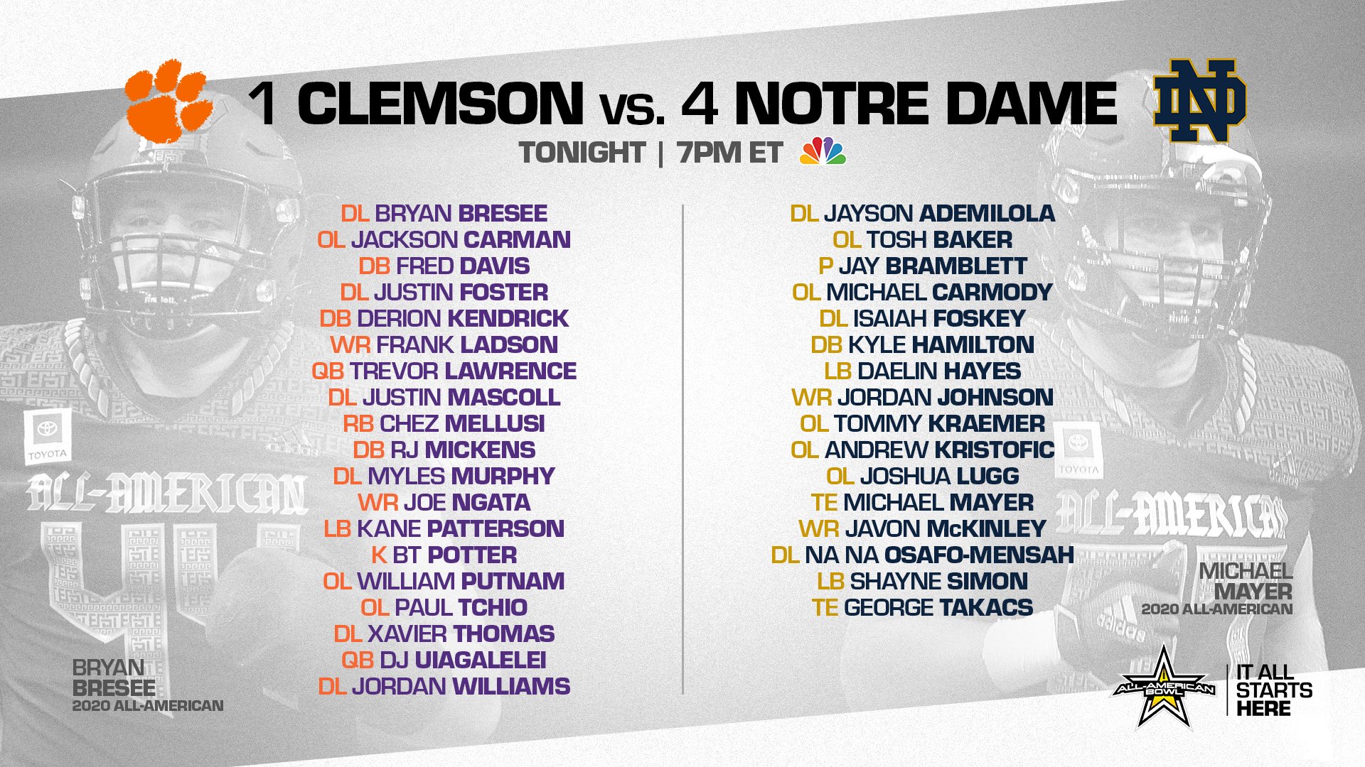 All American Bowl Gameday In South Bend No 1 Clemoson Vs No 4 Notre Dame Tonight S Matchup Will Feature 35 Former All Americans Allin Goirish Allamericanbowl T Co 8z4t5b07e8 All American Bowl Gameday In South Bend No 1 Clemoson Vs No 4 Notre Dame Tonight S Matchup Will Feature 35 Former All Americans Allin Goirish Allamericanbowl T Co 8z4t5b07e8