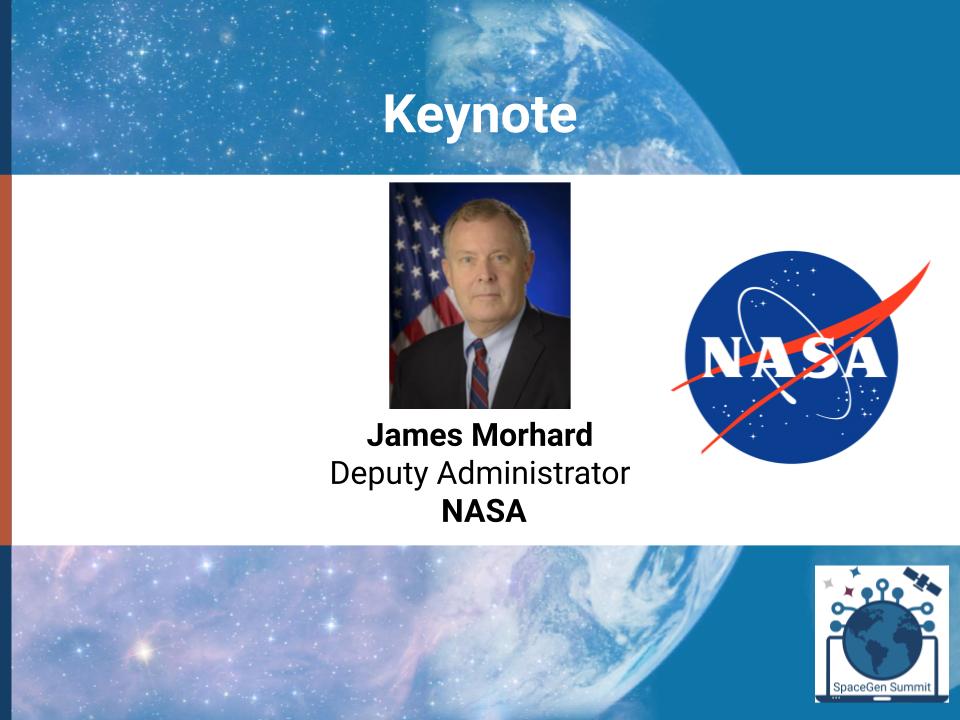 SGAC's tweet photo. After a short networking break for our delegates, we'll be back at 2:35PM EST with a keynote from @NASA Deputy Administrator, James Morhard! 

🚀🛰️🧑‍🚀👩‍🚀

Tune in at: https://t.co/jOBV9abI9E

#SGS2020 #SpaceGenSummit #SpaceGen https://t.co/BKV3oAmnwi