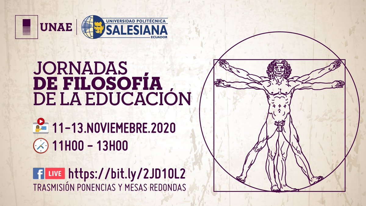 Javier_Collado9's tweet photo. Invitación abierta y gratuita para asistir a las Jornadas de #Filosofía de la #educación organizadas por @UNAEcuador y @upsalesiana de #Ecuador
Síguenos en directo el 11, 12 y 13 noviembre de 11:00 a 13:00 horas https://t.co/0ONrd1NUBH #FILOSOFIAUNAE https://t.co/h2ji4Z4LA4