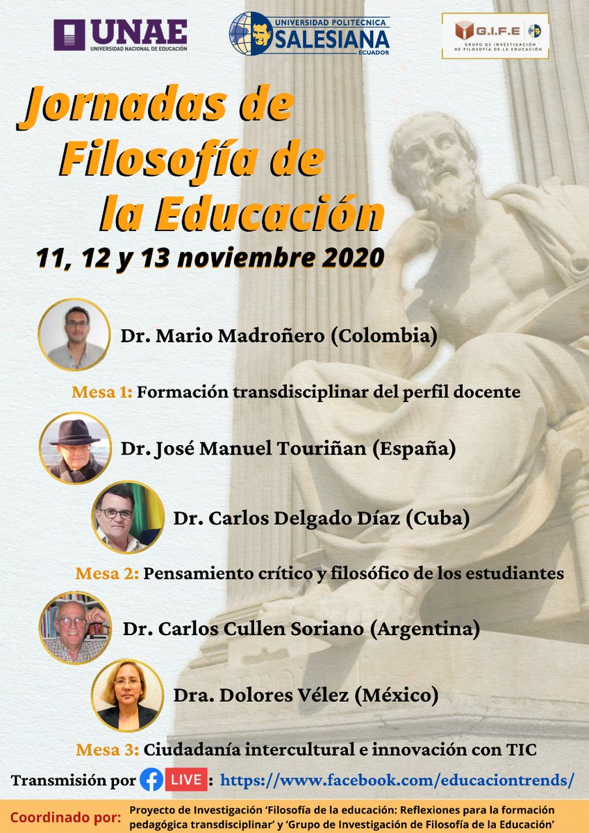 Javier_Collado9's tweet photo. Invitación abierta y gratuita para asistir a las Jornadas de #Filosofía de la #educación organizadas por @UNAEcuador y @upsalesiana de #Ecuador
Síguenos en directo el 11, 12 y 13 noviembre de 11:00 a 13:00 horas https://t.co/0ONrd1NUBH #FILOSOFIAUNAE https://t.co/h2ji4Z4LA4