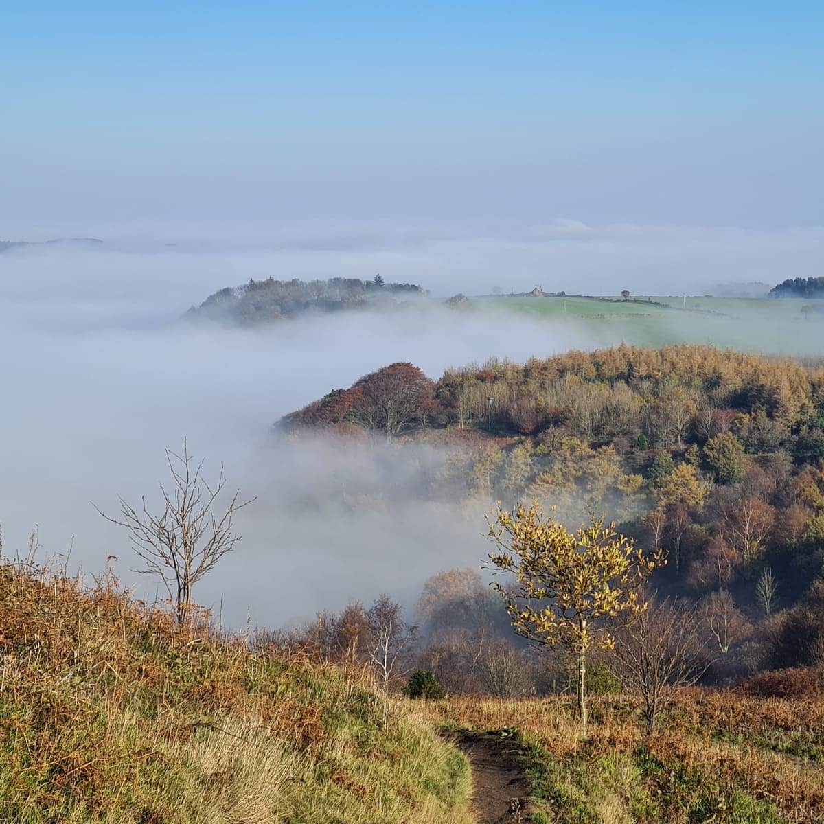 ClevelandMRT's tweet photo. Some of our team members maintaining their fitness above the fog today. As cheesy as it sounds, and yes I know it does but.... it's good reminder to us all to look above the clouds, lockdown won't be forever and we live in a beautiful part of the world #exerciselocally https://t.co/j0vbECyibI