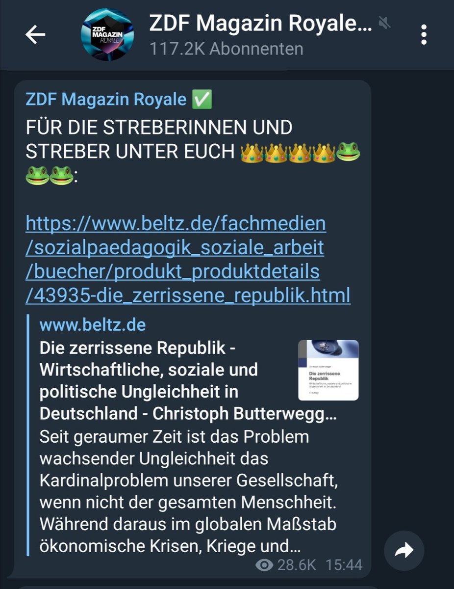 soz_paed's tweet photo. Danke, dass ihr (@zdfmagazin & @janboehm) das wichtige Thema der gesellschaftlichen #Ungleichheit aufgreift.
Auch in DE gibt es eine große Schere zwischen "Arm & Reich". Viele Dank auch für den Lektüre-Tipp im Bereich #SozialeArbeit
#Butterwege #Kinderarmut #Chancengerechtigkeit https://t.co/8UIYz9JxRG