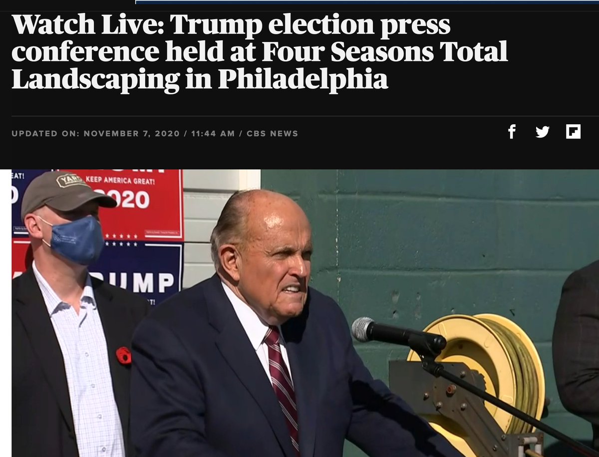 RKotloff's tweet photo. Giuliani holding a press conference in Philly claiming widespread fraud in our "corrupt" city. This has to end. Time to move on to real leadership to heal our divisions. https://t.co/NQXbg7DCxt