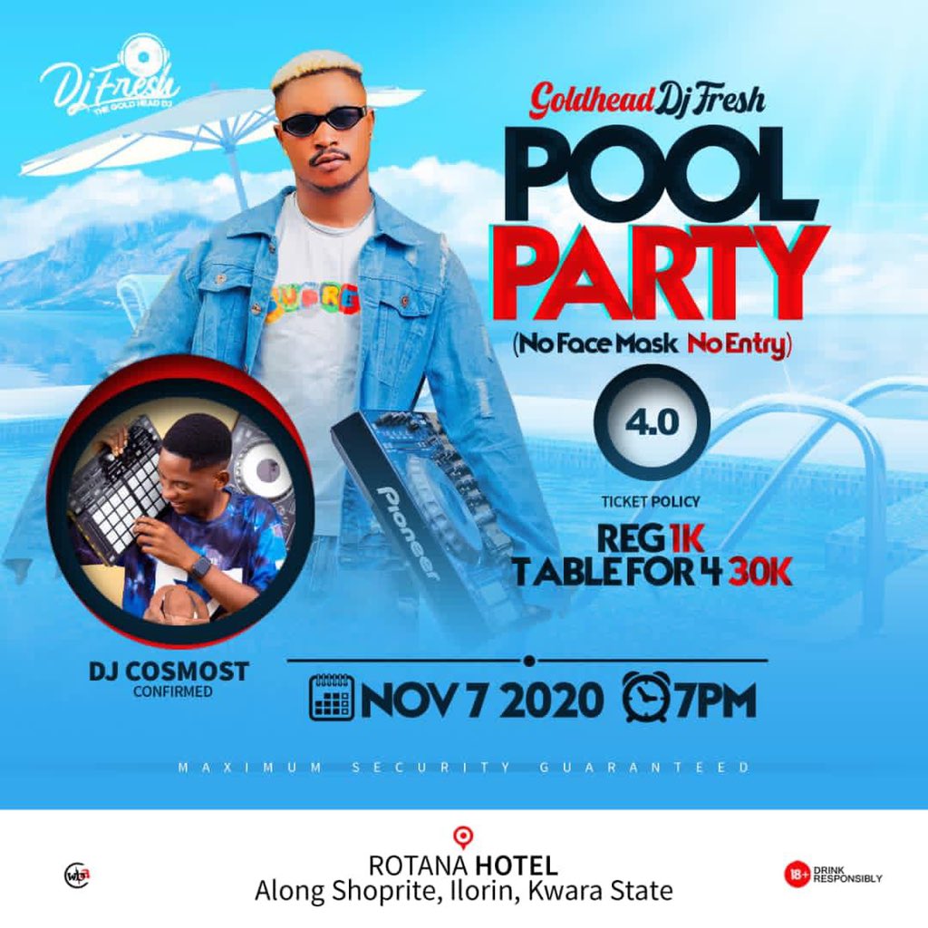 djcosmost's tweet photo. Vibe Boi Coming Through 😝 GOLDHEAD DJ FRESH POOL PARTY 🎉 with @OfficialDjFresh Live In Ilorin At Rotana 🏨otel 

Come Let’s Party 🎈 @GoldHeadDjFreshPoolParty 💯 https://t.co/D533oXUDW1