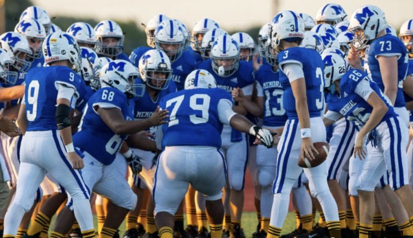 PenceColton's tweet photo. Thank you to Memorial Football, teammates, coaches, and the whole community for the past 4 years. The relationships formed will last a lifetime. Our accomplishments will never be forgotten and I’ll forever be grateful to be able to put on the blue and white. #FTF #3 https://t.co/jsAgUO32M8