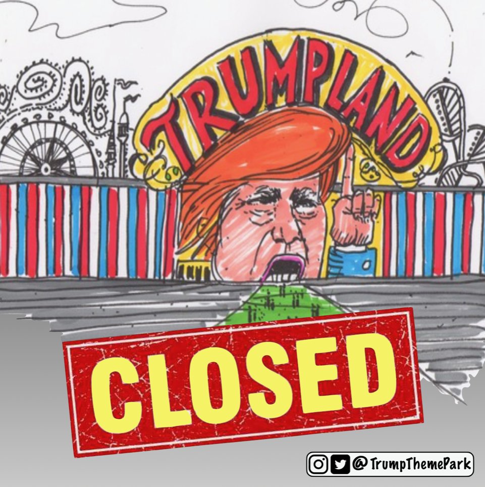 TrumpThemePark's tweet photo. POTUS MORTIS!!! Morally bankrupt Trumpland is dead, to be reopened in January not as BIDENLAND or LIBERALAND, but as THE UNITED STATES OF AMERICA!  Let us rejoice now, but work together to be united again at last.  #BidenHarris #PresidentElect #DingDongTheWitchIsDead https://t.co/R9ndIHfkoK