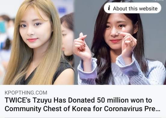 Despite Tzuyu being a foreigner she still donated 50M to the Community Chest of Korea for corona virus prevention.