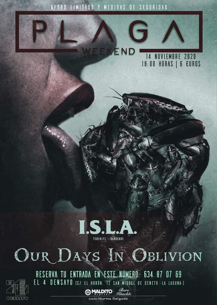 English below

Los colegas de Malsanto se caen del cartel del dia 14, seran los colegas de I.S.L.A. los que toquen los dos dias de La Plaga!!! Un abrazo muy fuerte para Malsanto y queda pendiente para otra vez disfrutar con ellos en el escenario.