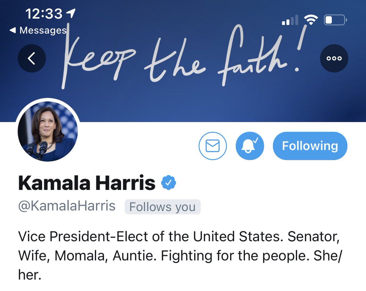 sabrinasingh24's tweet photo. New bio for Vice President-elect ⁦@KamalaHarris⁩ https://t.co/AD19fBh8yJ