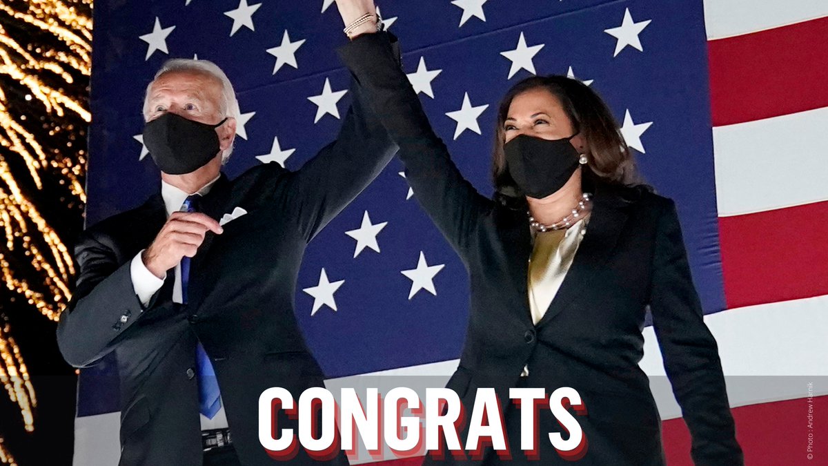 Joe Biden est élu 46ème président des 🇺🇸 et Kamala Harris première femme vice-présidente 👏🏻

Ce retour des progressistes au pouvoir aux Etats-Unis est un espoir pour tous !